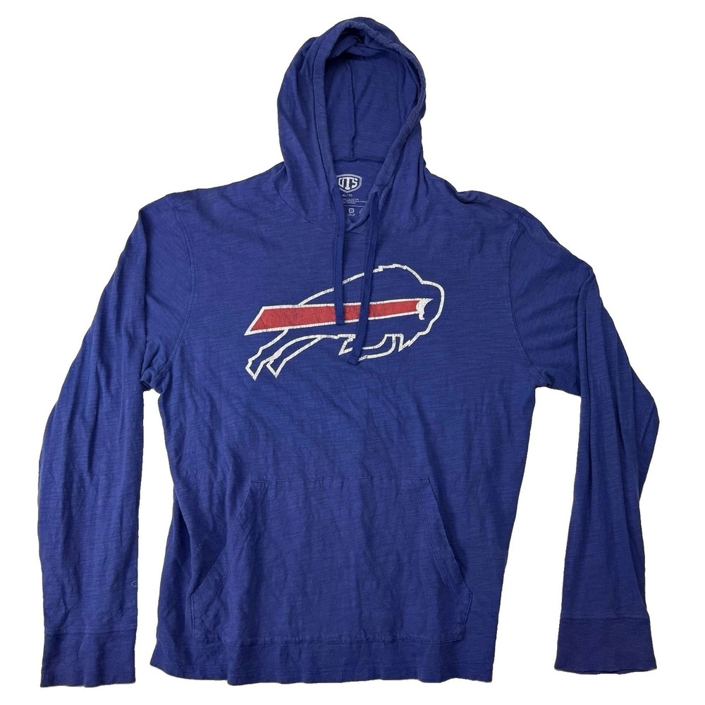 OTS Buffalo Bills Blue Hooded LS Shirt Size XL Lightweight Pockets Comfort NFL